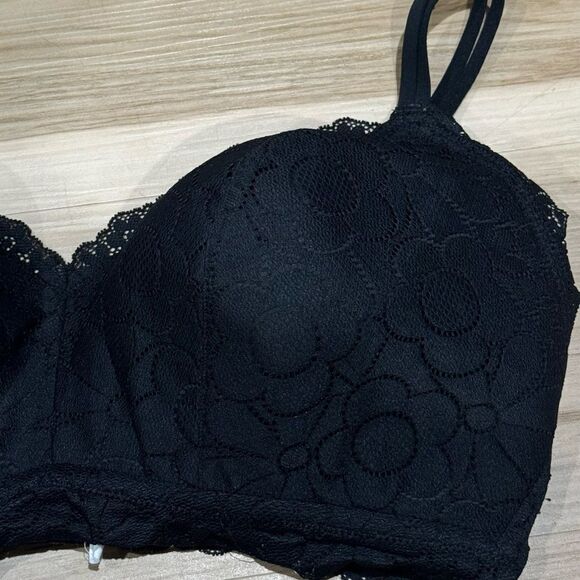 Aerie Real Happy Wireless Black Lace Bra Women’s 40DD - Picture 3 of 5
